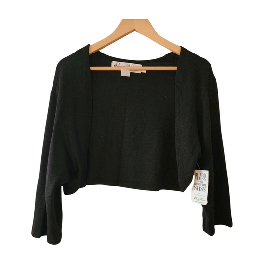 Cherry Blossom 2X Knit Black Shrug for Formal or Casual Occasions